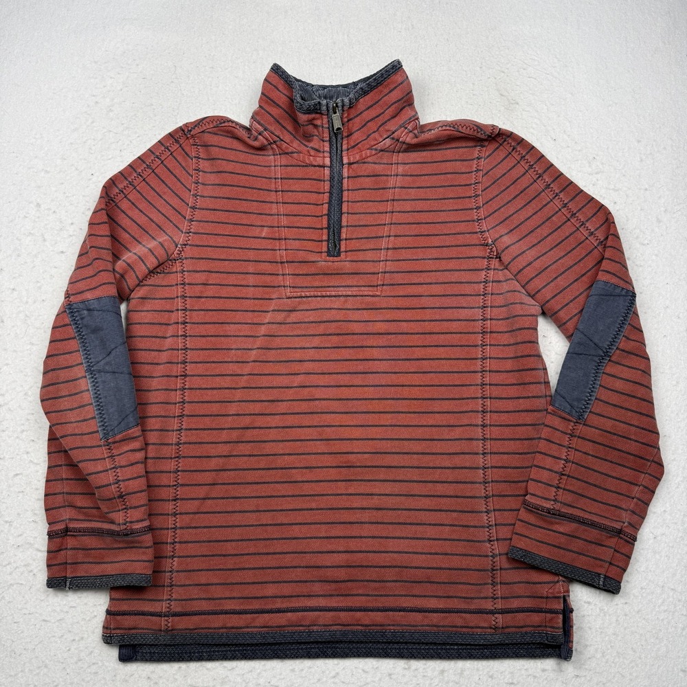 Fat Face Airlie Sweatshirt Men's Small Red‎ Striped 1/4 Zip Pullover Mock Neck